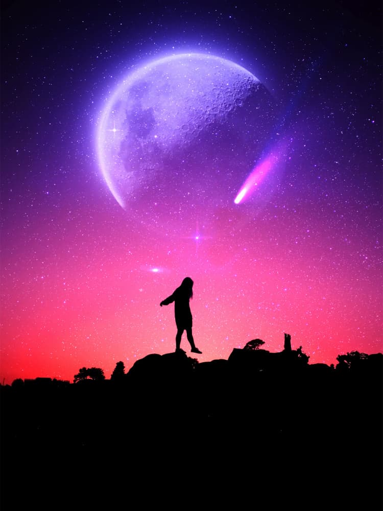 Purple Moon Stargazer by Ritvik takkar — canvas wall art