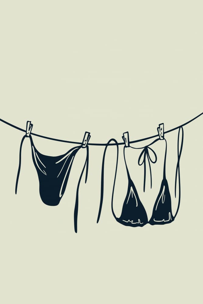 Summer Bikini Clothesline by Marianne Bassil — canvas wall art