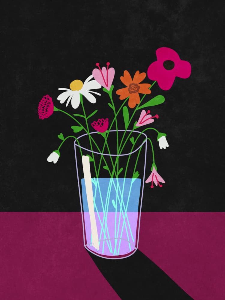 Flowers glow in the dark by Raissa Oltmanns — canvas wall art