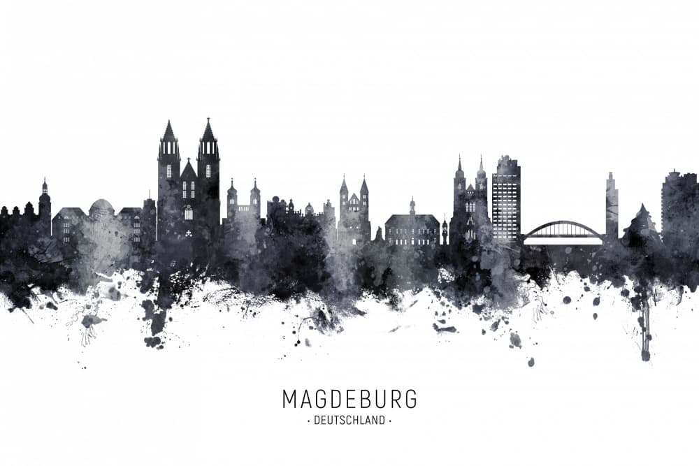 Magdeburg Germany Skyline by Michael Tompsett — canvas wall art