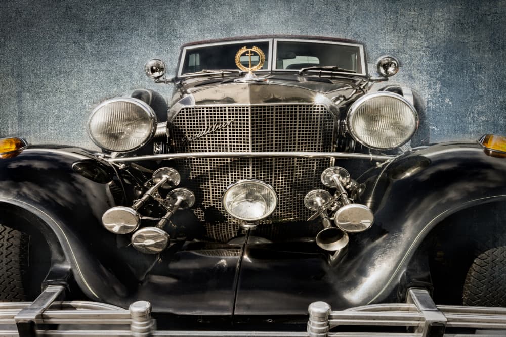 Vintage Black Luxury Car by Stephan Rückert — canvas wall art