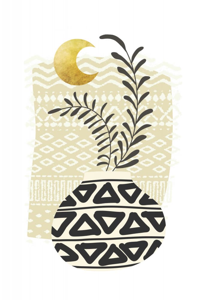 Boho Moon Plant Vase by amini54 — canvas wall art