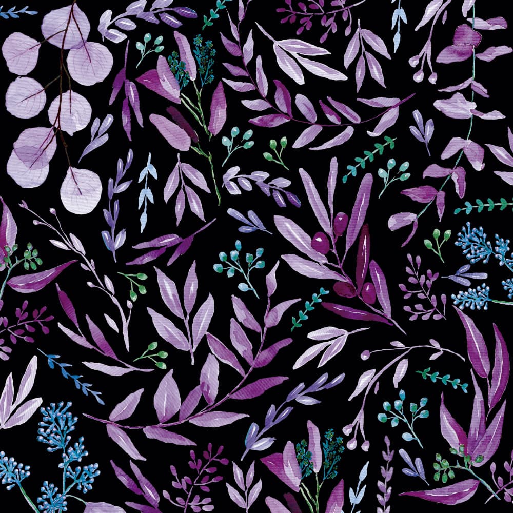 Eucalyptus Leaves Pattern Dark Purple by Anis Illustration — canvas wall art