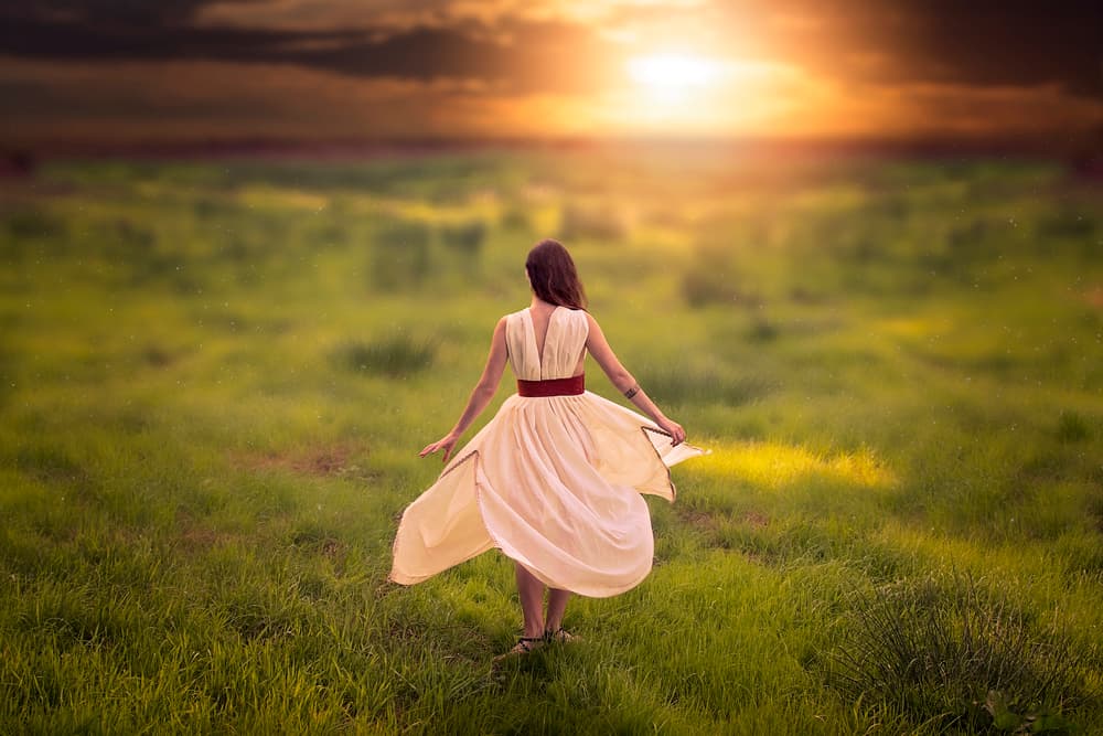Woman in Golden Field by David Vázquez L. — canvas wall art