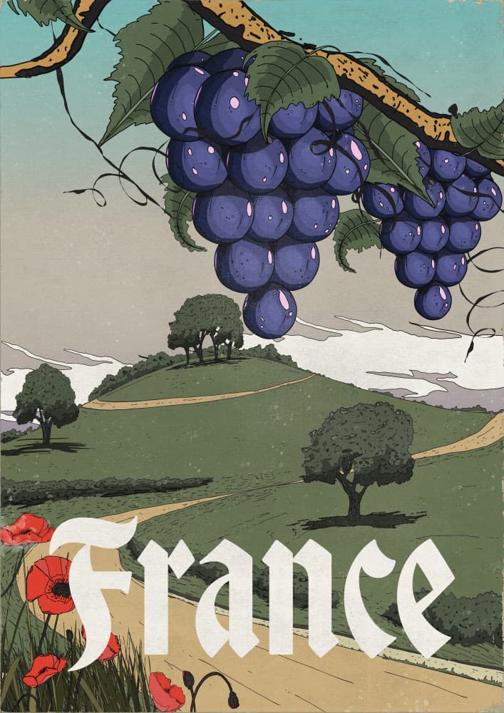 Vintage French Vineyard View by Nicholas — canvas wall art