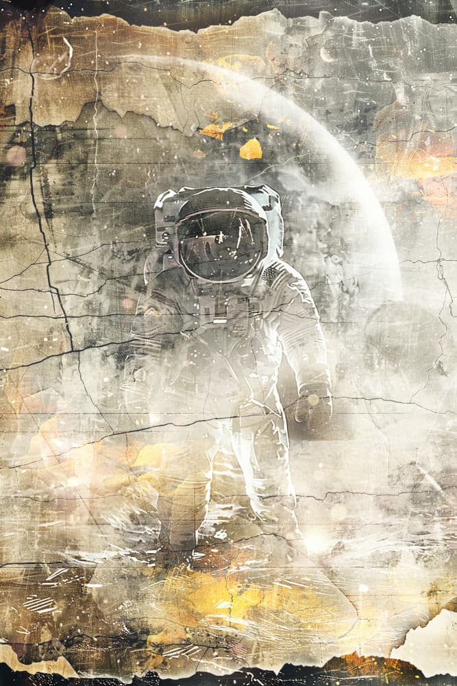 Astronaut In Distressed Space by Rafal Kulik — canvas wall art