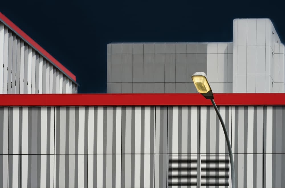 Red Line Urban Facade by Stephan Rückert — canvas wall art