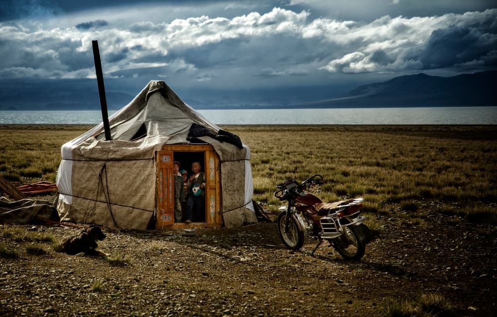Nomadic Yurt by Lake by Alain Mazalrey — canvas wall art