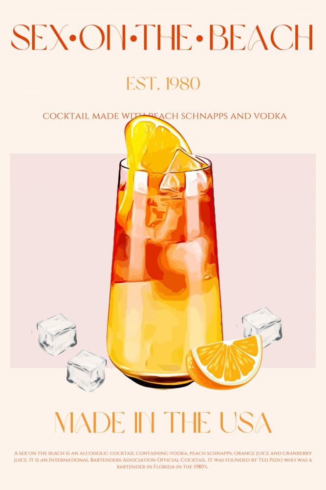 Sex On The Beach Cocktail by Nazma Khokhar — canvas wall art
