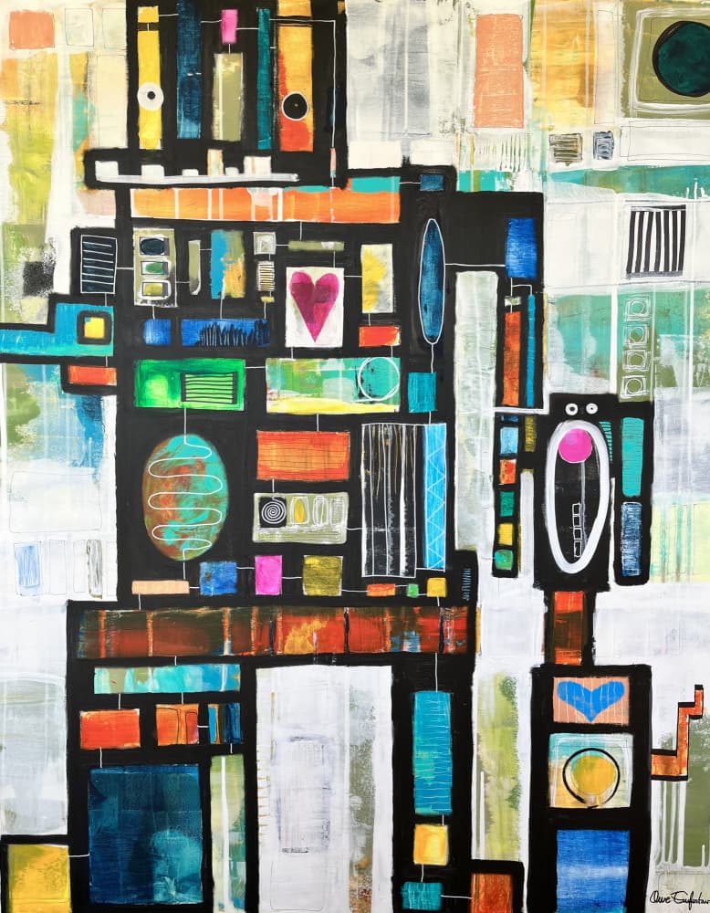Colorful Abstract Robot by Owe Emfestav — canvas wall art
