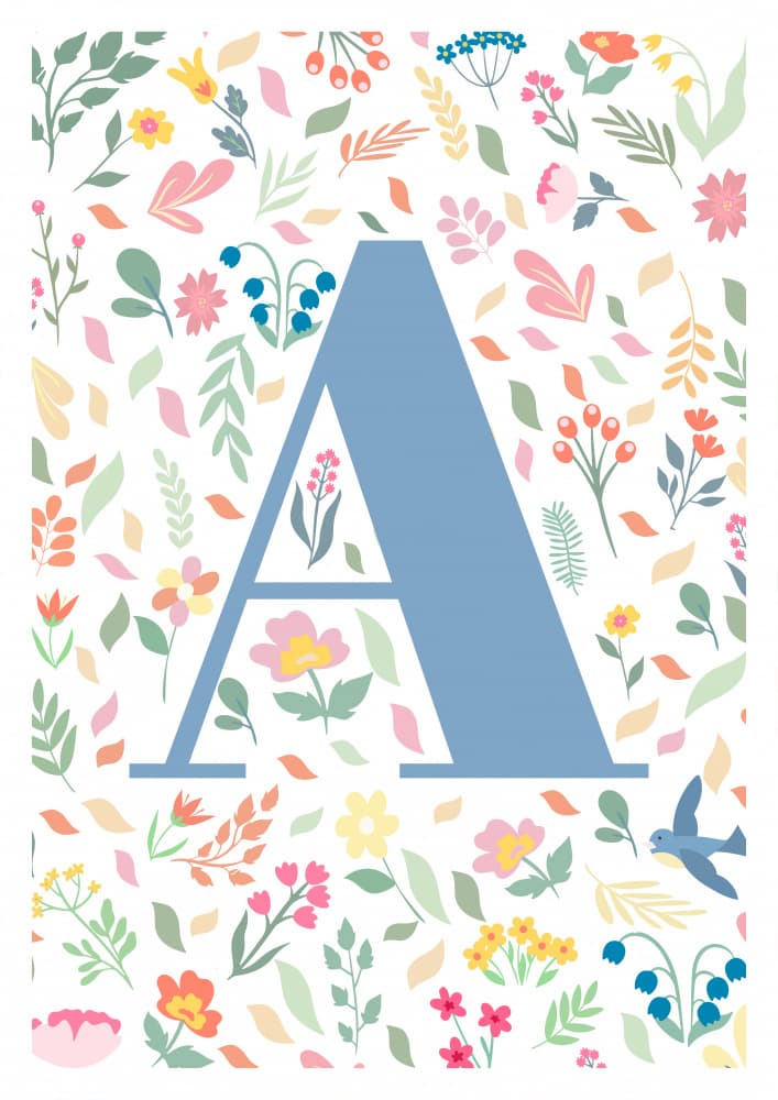 Floral Letter A by Sarah Manovski — canvas wall art