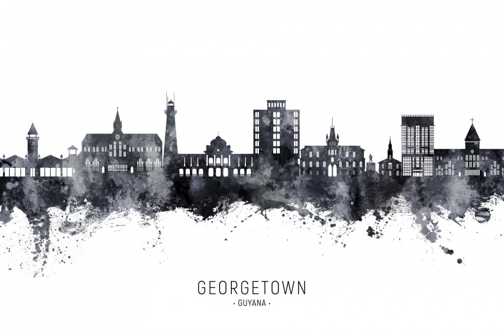 Georgetown Guyana Skyline by Michael Tompsett — canvas wall art