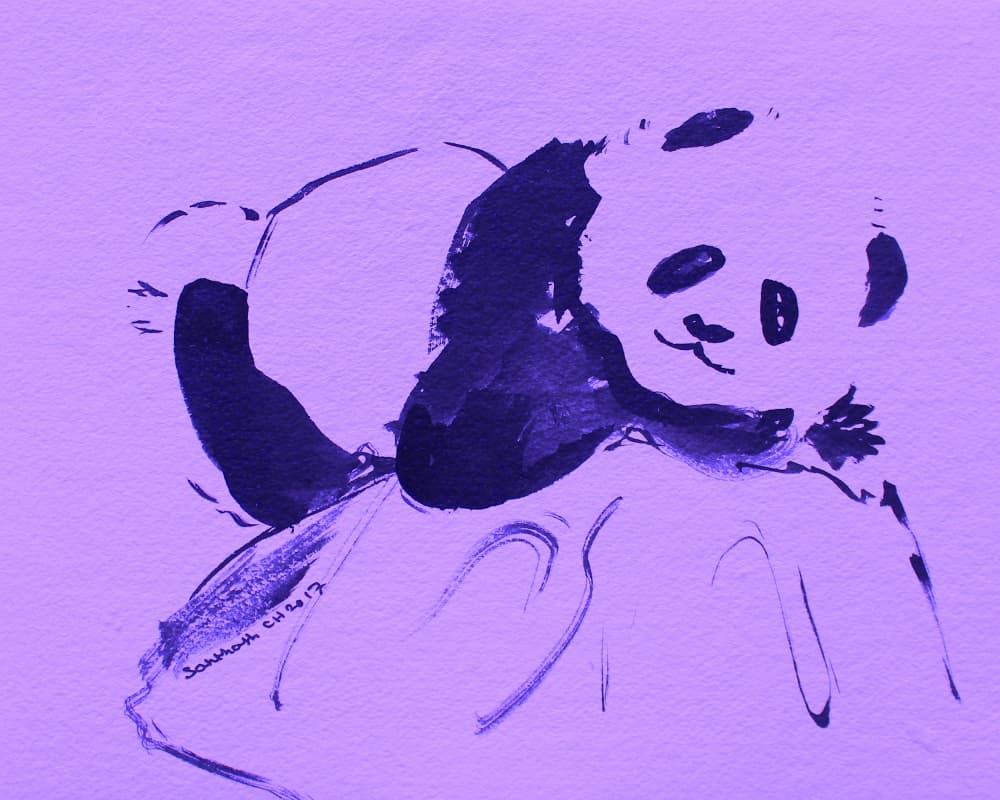 Cute Purple Panda by Santhosh ch — canvas wall art