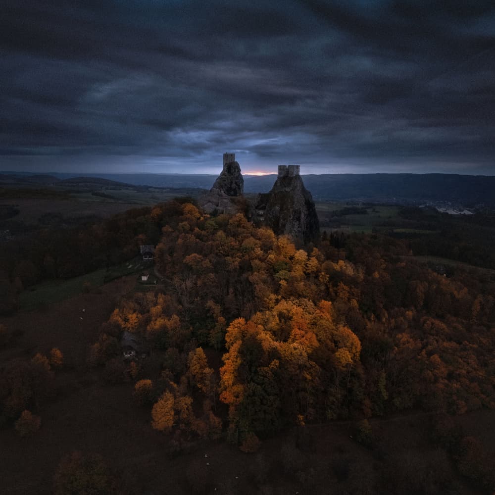 Moody Autumn Castle by Larry Deng APA — canvas wall art
