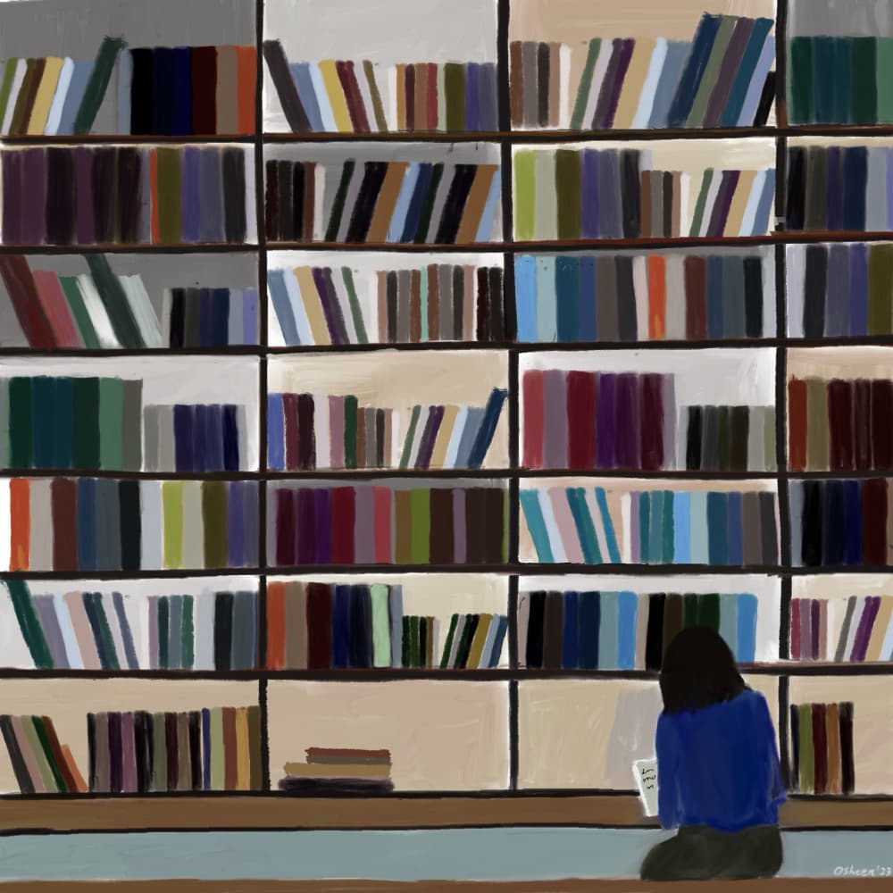 Quiet Library Reading by Osheensgallery — canvas wall art