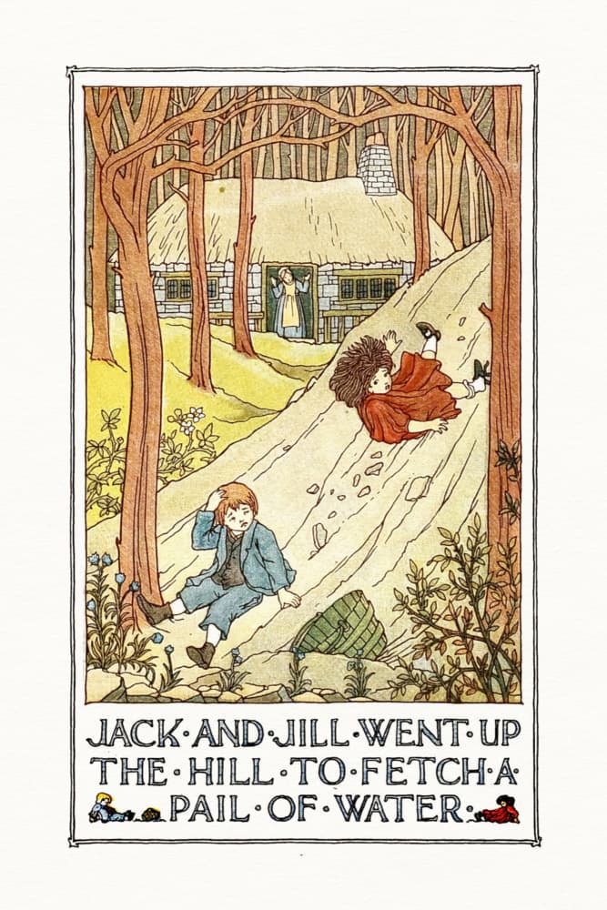 Jack and Jill Falling Down by Wild Violets — canvas wall art