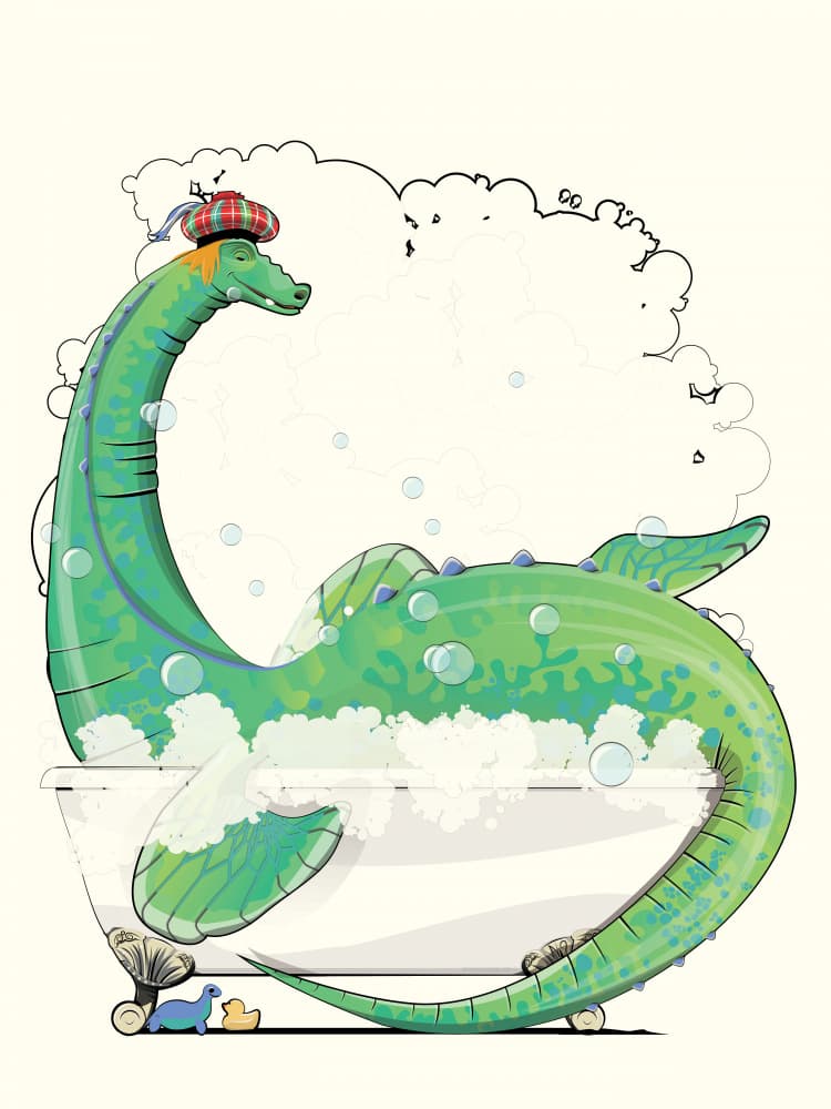 Nessie's Bubble Bath by In The Washroom — canvas wall art