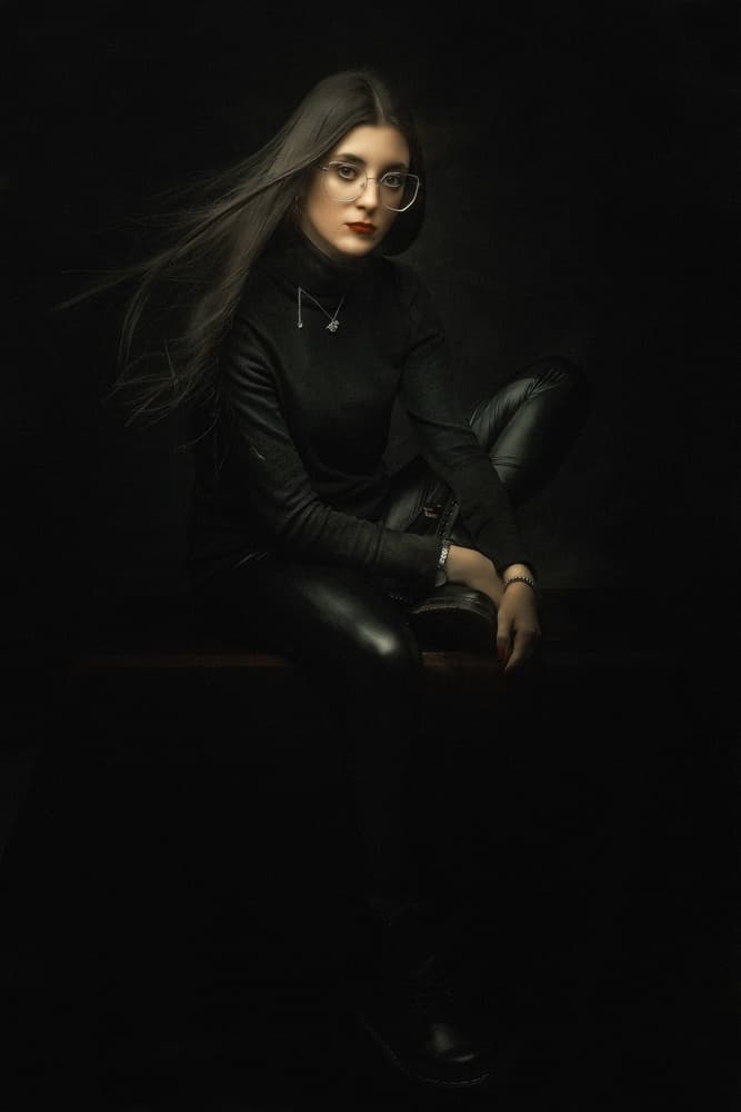 Stylish Woman in Black by Domenico Petrocca — canvas wall art