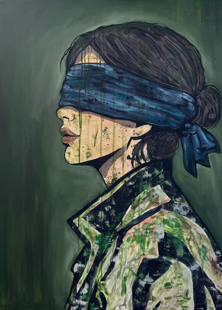 Mysterious Blindfolded Woman by Jenny Nielsen — canvas wall art