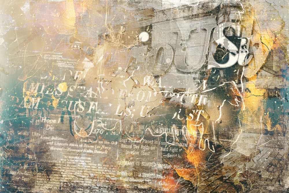 Aged Urban Script Collage by Rafal Kulik — canvas wall art