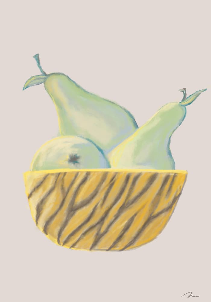 Pastel Pears Basket by Pictufy Studio II — canvas wall art