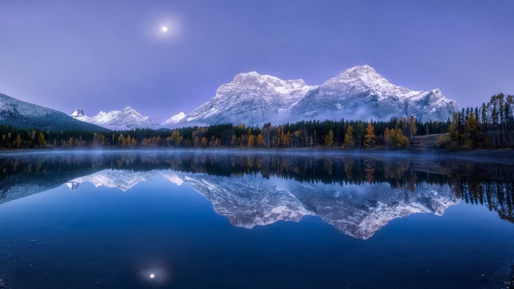 Moonlit Mountain Reflection by Jenny L. Zhang — canvas wall art