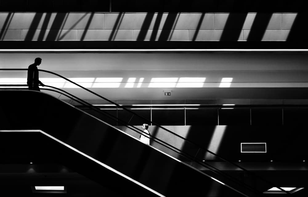 Escalator Shadows by Samanta Krivec — canvas wall art