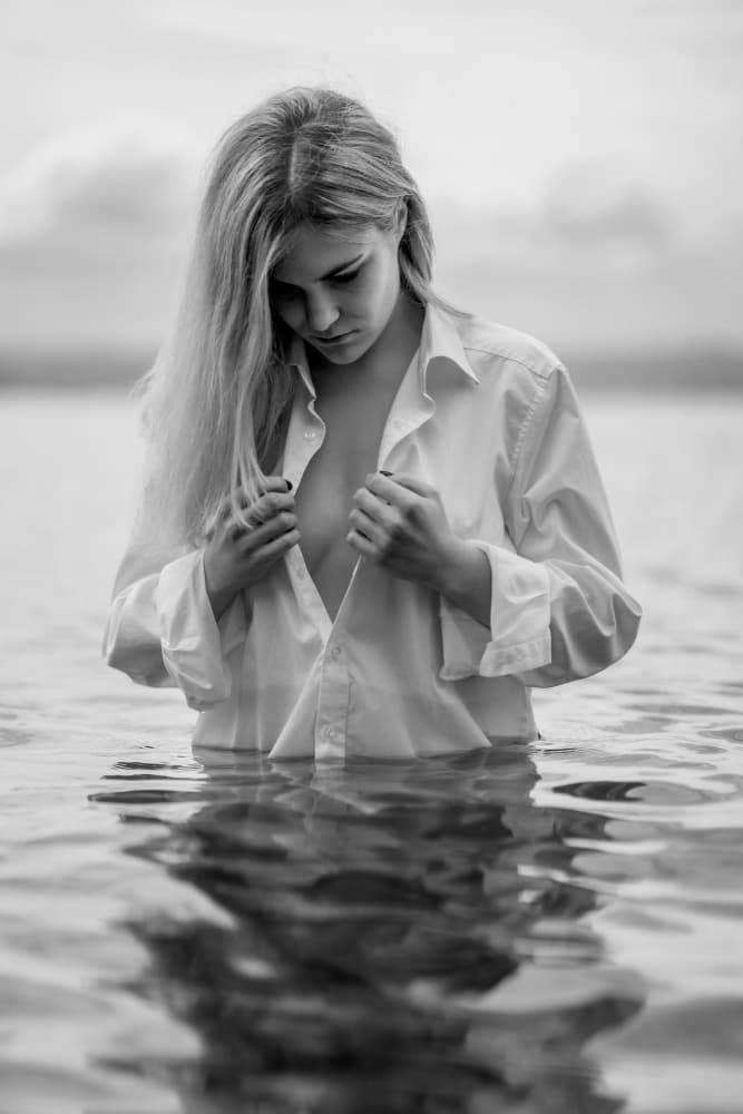 Pensive Woman in Water by James Graf — canvas wall art
