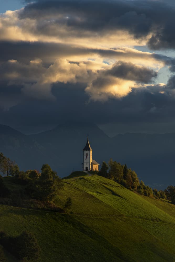 Church Under Dramatic Sky by Bor — canvas wall art