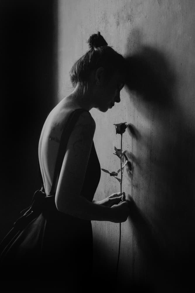 Pensive Rose Silhouette by Sebastian Kisworo — canvas wall art
