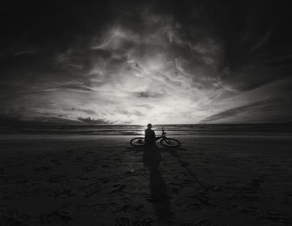 Contemplative Beach Rider by Yuri Shepelev — canvas wall art