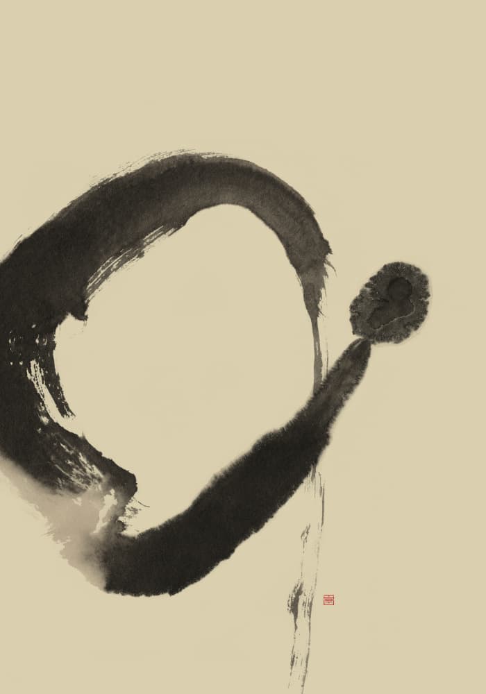 Zen Brushstroke Circle by Thoth Adan — canvas wall art