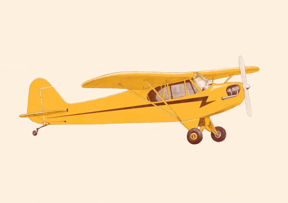 Yellow Vintage Airplane by Florent Bodart — canvas wall art