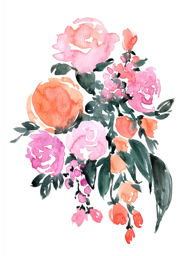 Vibrant Watercolor Bouquet by Rosana Laiz Blursbyai — canvas wall art