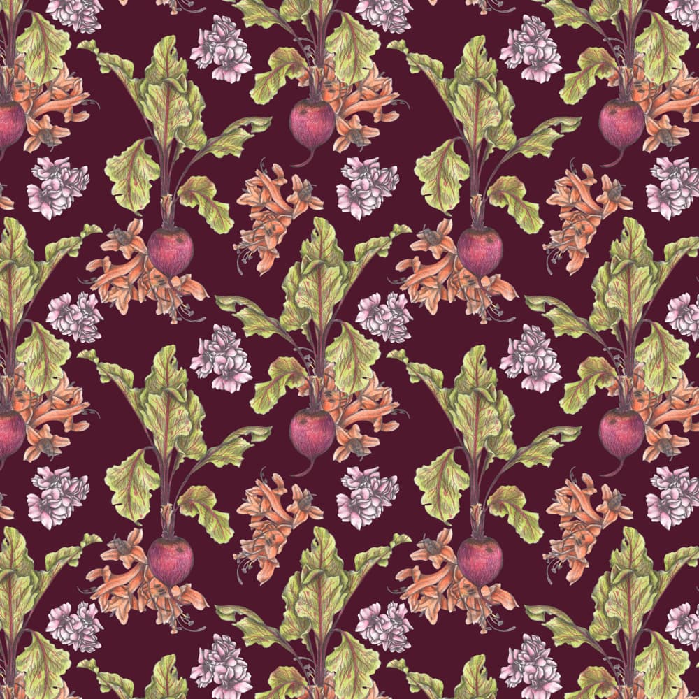 Rich Beetroot Floral by Cecilia Battaini — canvas wall art