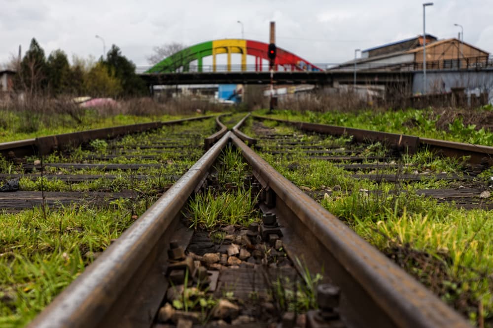 Diverging Railway Paths by Merthan Kortan — canvas wall art