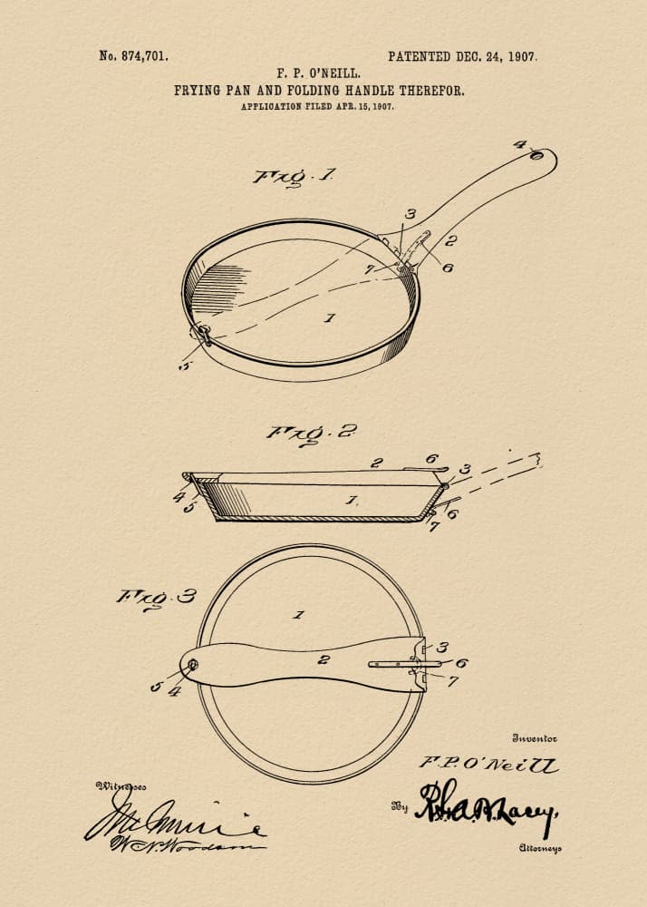 Vintage Frying Pan Patent by Andreas Magnusson — canvas wall art