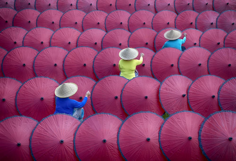 Vibrant Umbrella Patterns by Angela Muliani Hartojo — canvas wall art
