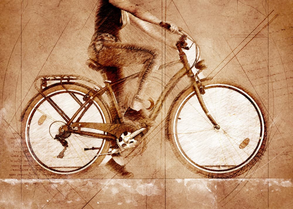 Woman Cycling Sketch by Justyna Jaszke — canvas wall art
