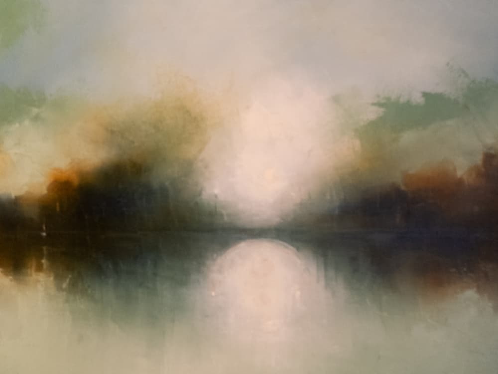 Misty Lake Reflection by Nizaket Sinanovska — canvas wall art