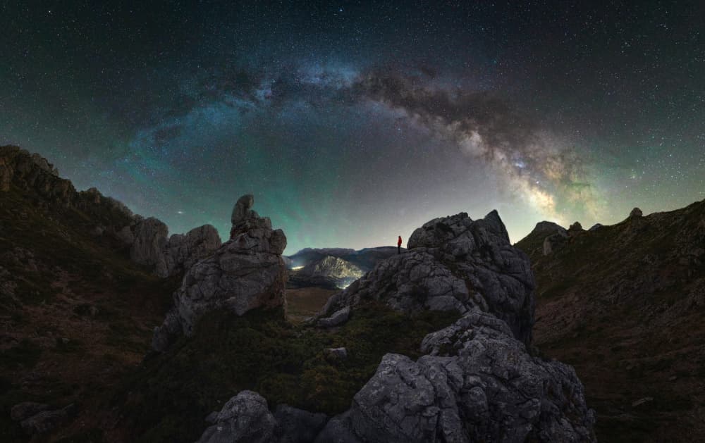 Milky Way Mountain Hiker by Cesar Alvarez Osorio — canvas wall art