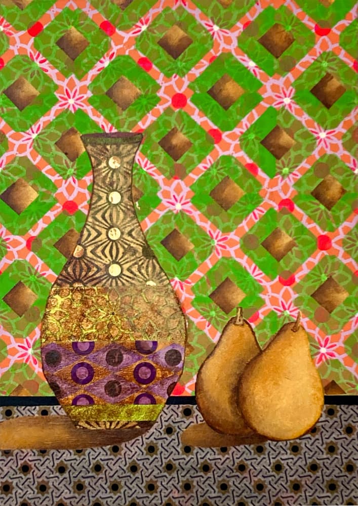Vibrant Vase and Pears by David Galan — canvas wall art