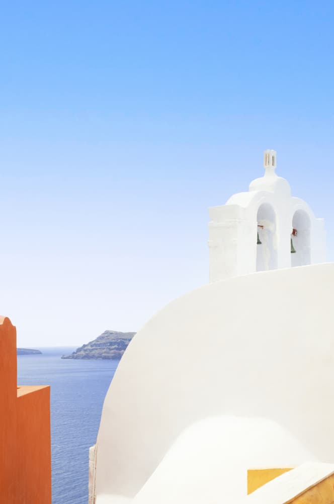 Santorini White Church by Linda Wride — canvas wall art