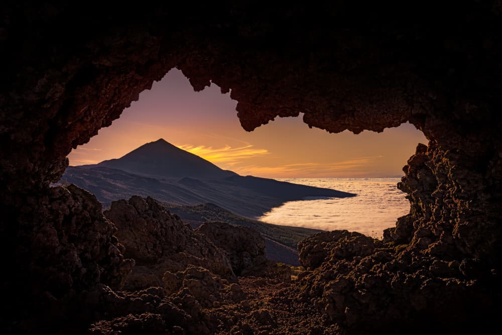 Mountain Cave Sunset View by Rainer Inderst — canvas wall art