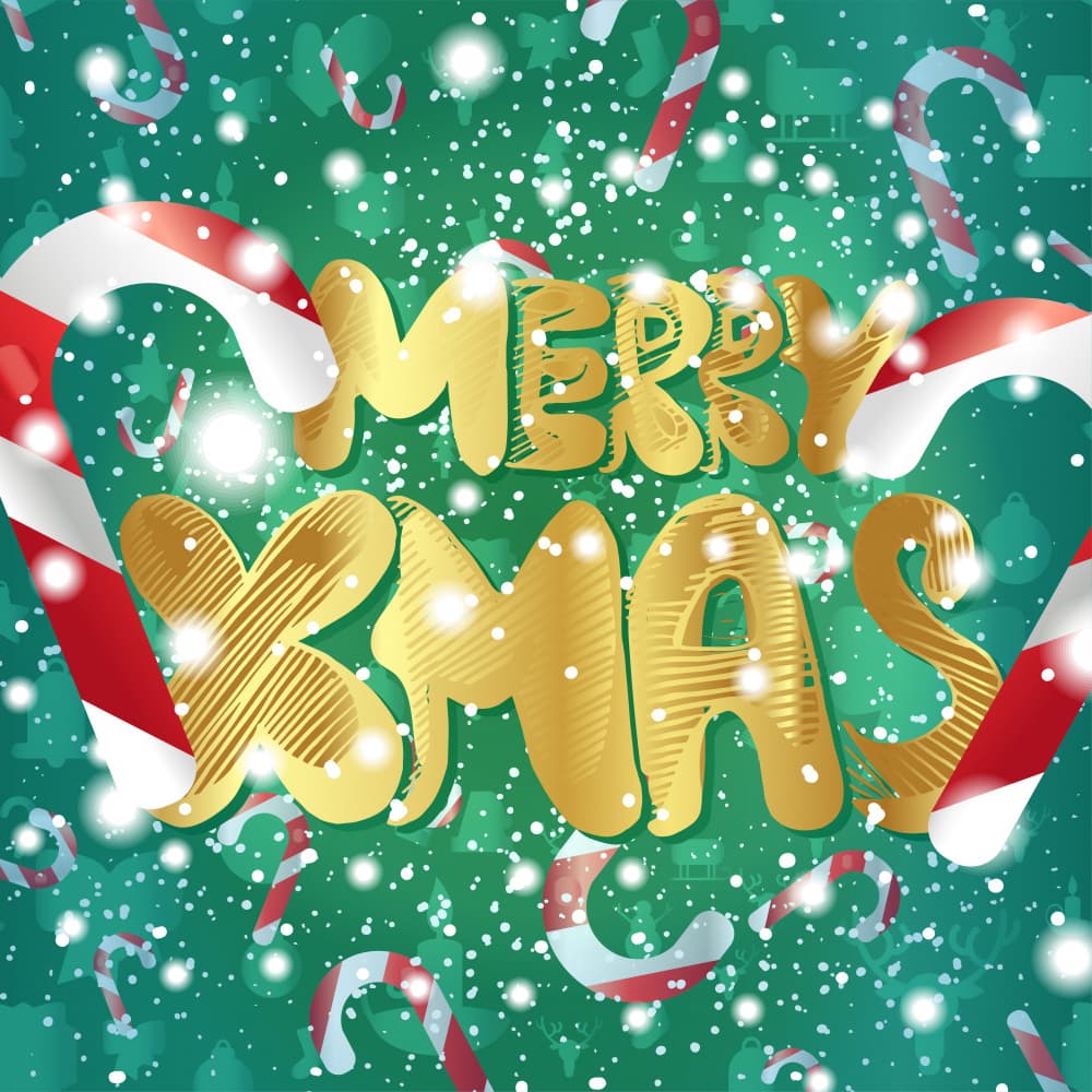 Merry Christmas Gold Snow by Marika Barsrsind — canvas wall art