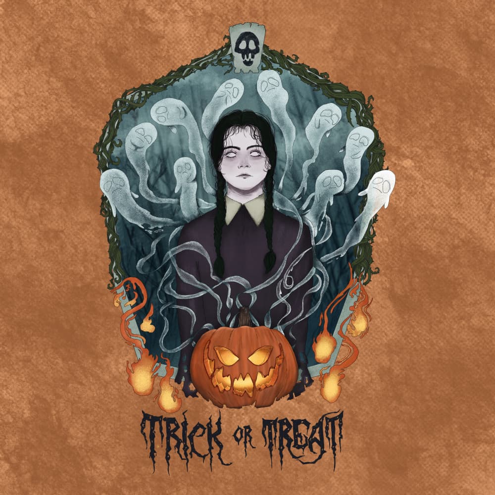 Eerie Trick or Treat by Mary Joseph — canvas wall art