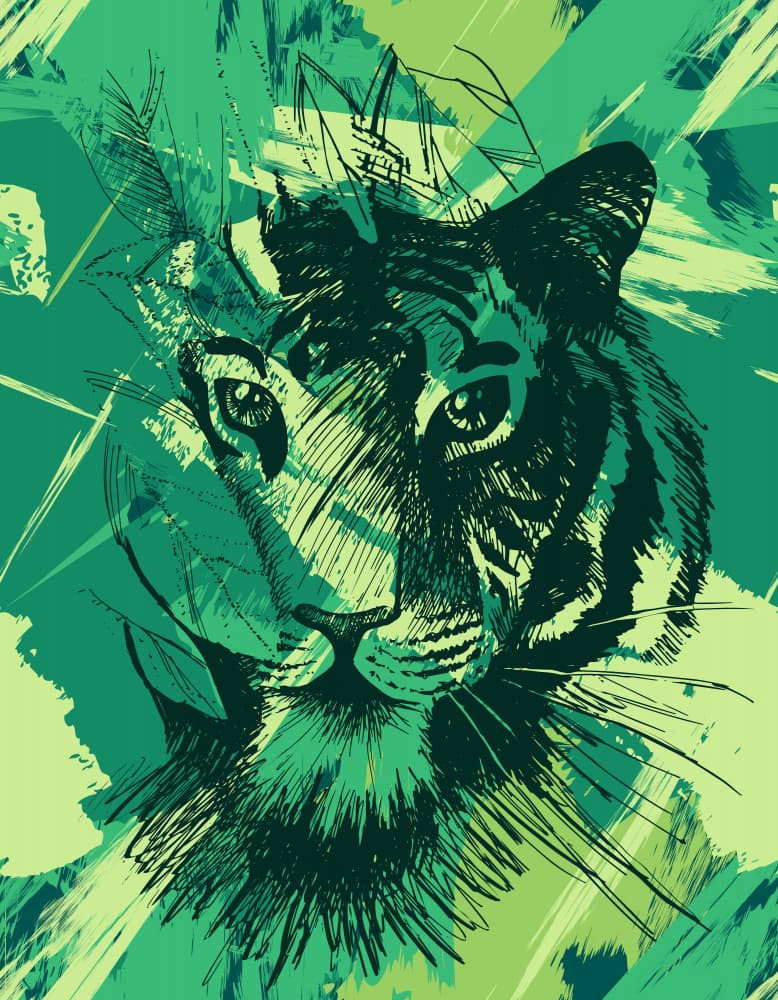 Abstract Green Tiger by Marika Barsrsind — canvas wall art