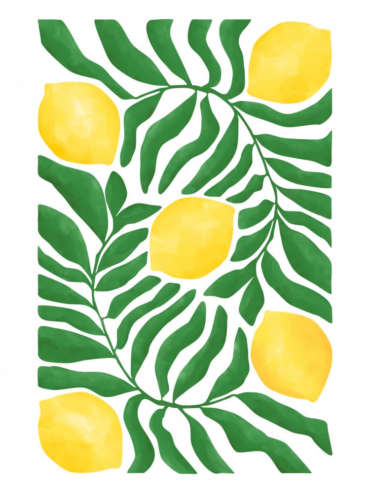 Vibrant Lemon Leaves by Elena Ristova — canvas wall art