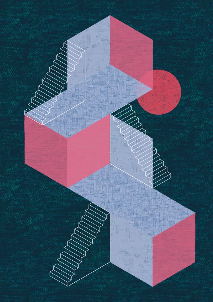 Impossible Staircase Geometry by Amy Louise Baker — canvas wall art