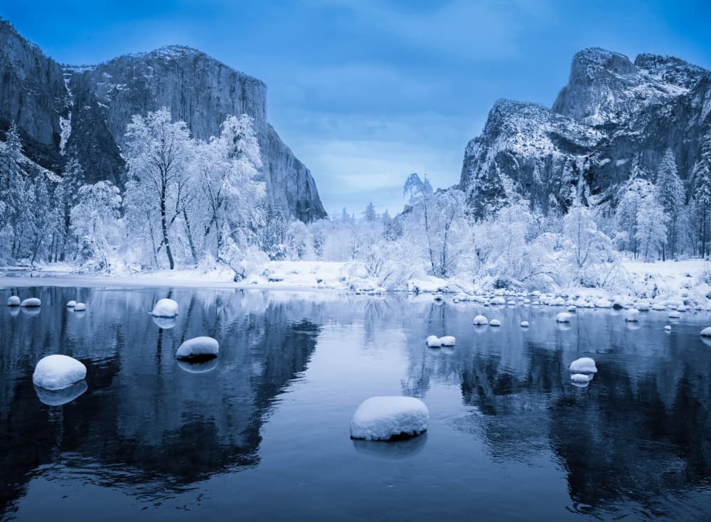 Snowy Mountain Reflections by NanZ — canvas wall art